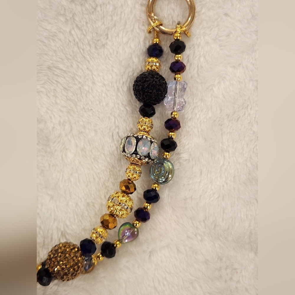 Colorful Beaded Bag Chain with African American Woman Pendant Bag Charm - Picture 3 of 6